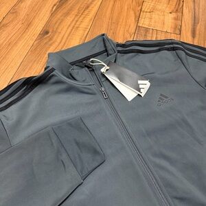 NEW Adidas 3 Stripe Tricot Track Jacket Dark Gray Full Zip Mens Large H46103